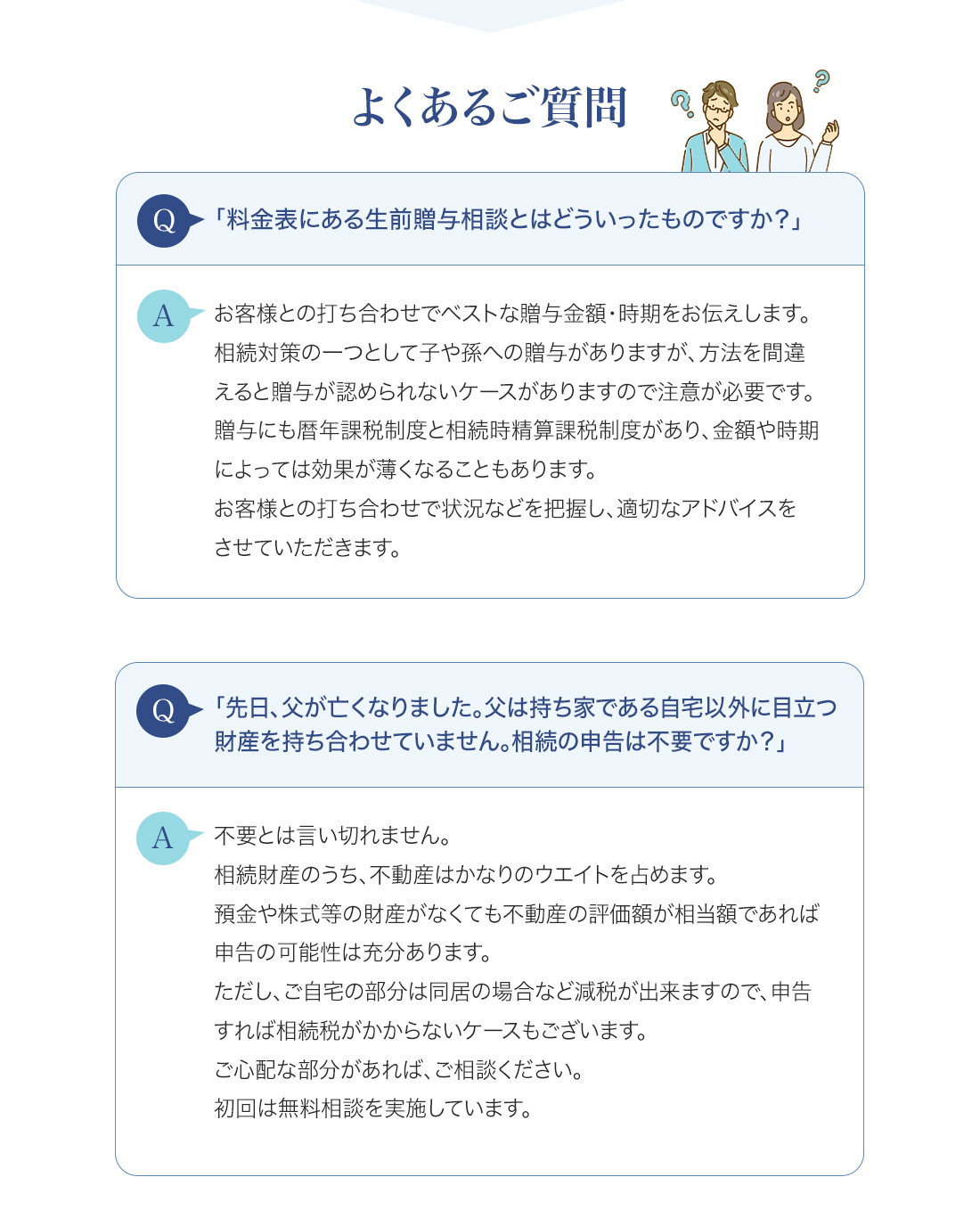 よくある質問について掲載している画像です